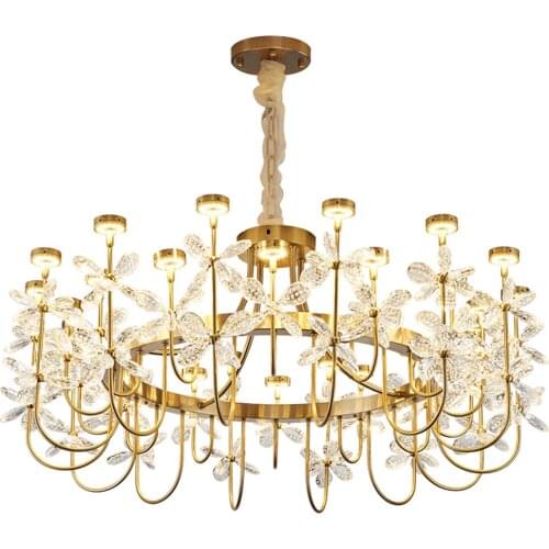Mew Flower Crystal Chandelier Living Decoration AC110V 220v Lustre cristal Bedroom Lights