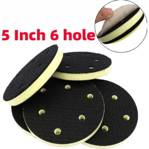5 Inch 125MM 6-HOLE Pu Foam Interface Pad For Hook And Loop Sanding Disc Backing Polishing Power Sander Accessories Medium