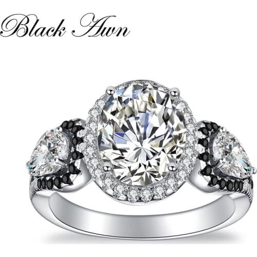 BLACK AWN 2021 New Genuine 100% Sterling 925 Silver Jewelry Square Engagement Rings for Women Gift C381