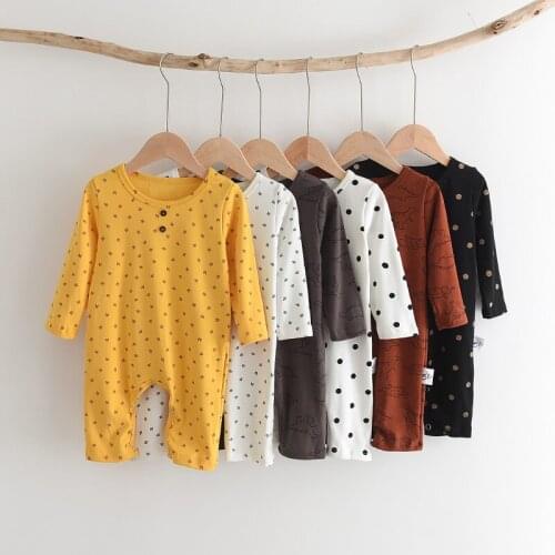 Baby Boys Girls Casual Rompers Spring & Autumn Toddler Unisex Cartoon Polka Dot Clothes Infants Long Sleeve One-Pieces Jumpsuits