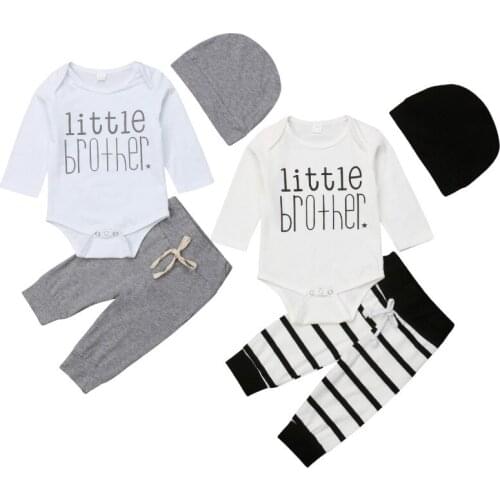 3Pcs Newborn Baby Boys Cotton Clothes Sets Letter Printed Long Sleeve Bodysuits Top Pants Leggings Spring Autumn Baby Outfits