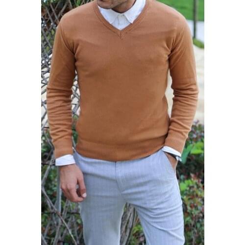 V Neck Brown Sweater