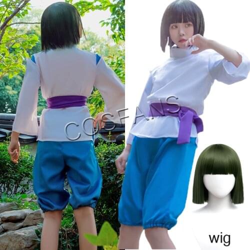 Movie Spirited Away Haku Nigihayami Kohakunushi Cosplay Costume Men Halloween Cosplay Wig White & Blue Haku Costume And wig