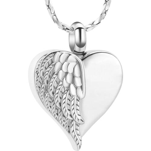 Cremation Ashes Jewelry Heart Urn Necklace for Women Men Angel Wings/Heart Keepsake Pendant Memorial Locket Ash Holder