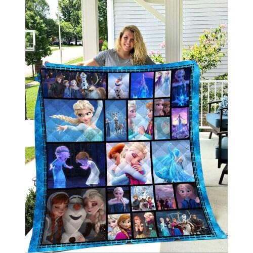 Disney Frozen Elsa Anna Summer Quilt 3D Digital Printing Creative Lilo & Stitch Blanket Mat Bed Sofa for Kid Boys Girls Washable