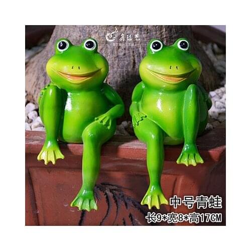 Cute frog resin crafts decorations potted landscape handicraft ornaments desktop micro counter Statuette Animal crafts