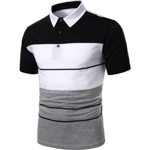 Men Short Sleeve Poloshirt Casual Three Stripe Color Matching Fashion Collocation Cross-border Lapels Men Shirt MCS111