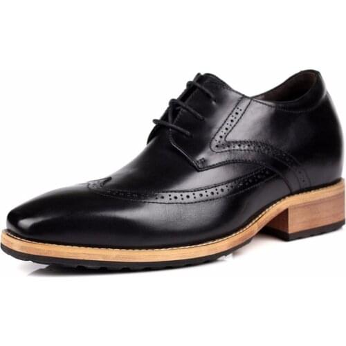 Band New Mens Brogue Shoes Leather Height Increasing 8 cm Elevator Formal Dress Derby Shoes For Wedding Party