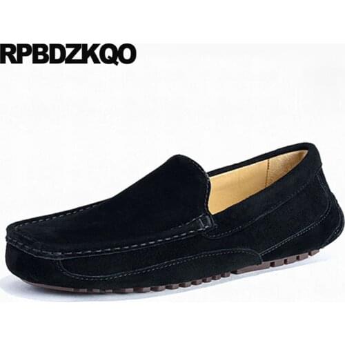 High Quality Soft Nubuck Leather Shoes Men Suede Moccasins Driving New British Style Luxury Black Real Genuine Slip On Rubber