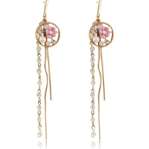 Newest Small Fresh Fashion Flower Earrings alloy multi-chain Tassels Long Earrings Girls Women Delicate Brincos Jewelry Gifts