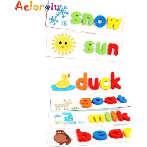 Puzzle Spell Digital Wooden Toys Early Learning Jigsaw Letter Puzzle Preschool Educational Baby Toys for Children Kids Wooden