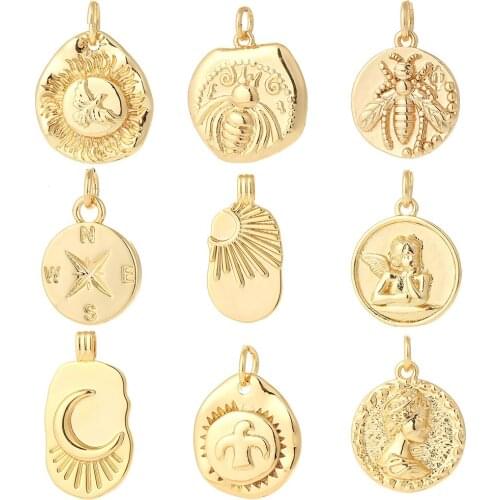 Pendants For Jewelry Making Diy Coin Butterfly Leaf Plant Charm Pendant For Jewelri Charms Hoop Earring Necklace Bracelet Copper