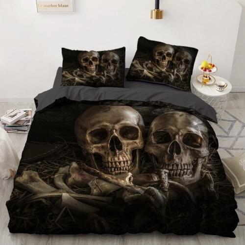 3D Bedding Sets Duvet Quilt Cover Set Comforter Bed Linen Pillowcase King Queen Full Double Size Skull Lover Home Texitle