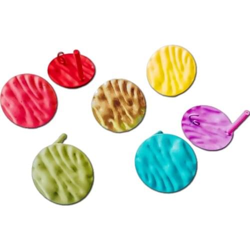 Multicolors Plated Round Dent Stud Earrings Accessories Eardrop Pendant Necklace Jewelry Component Diy Handmade Material 10pcs