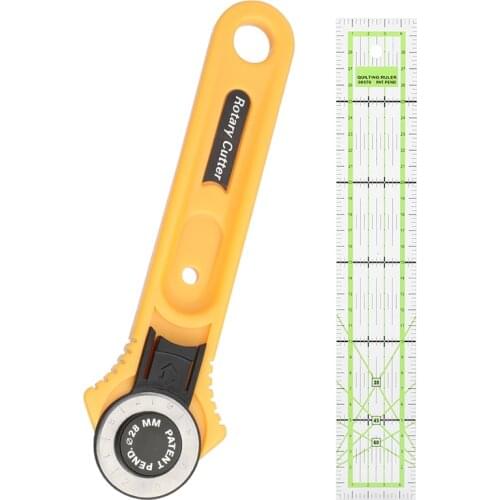 28mm Rotary Cutter with Patchwork Ruler for Leather Cutting for Fabric Circular Quilting Cutting Rolling Fabric Cutter