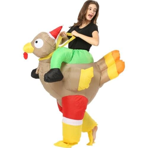 Christmas Inflatable Turkey Costume Blow Up Suit Party Carnival Cosplay Fancy Dress for Women Men Adult Rooster Chicken