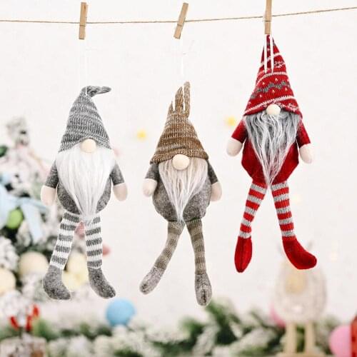 Christmas Ornament Striped Forester Santa Hanging Decor Faceless Doll Pendant