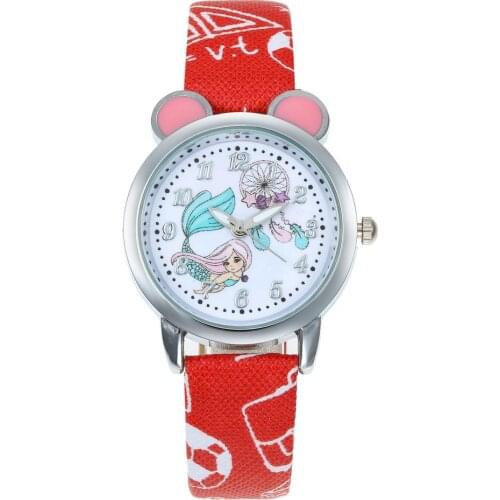 Pink Mermaid kids cartoon Lovely Fashion Watches Quartz childrens Jelly boy girl Students Wristwatch relogio kol saati clock