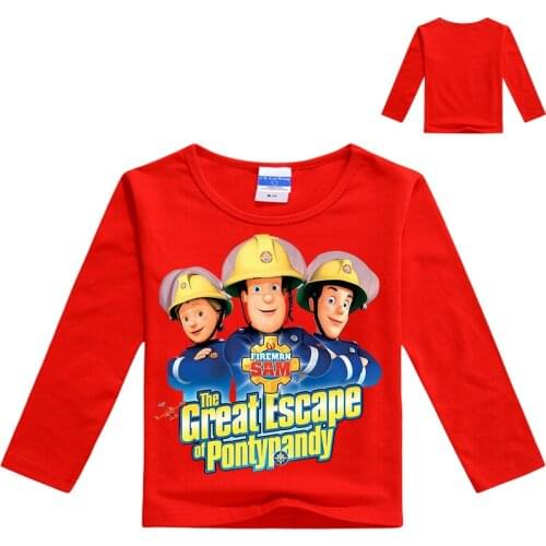 Fireman sam shirt boys t shirt long sleeve Kids Clothes girls cotton tops black shirts children clothing girls spring autumn