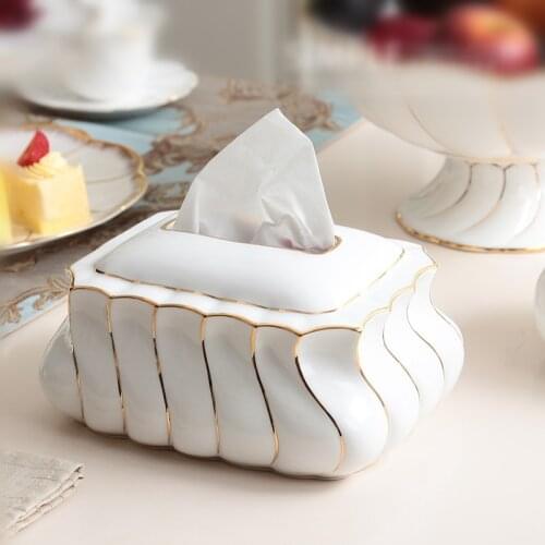 Modern Ceramic Pumping Paper Box Fashion Bone China Tissue Box European Living Room Household Daily Necessities Home Decor Gift