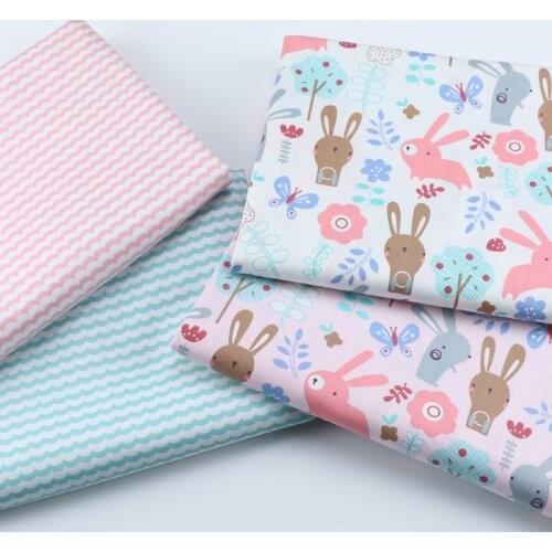 Cloth Fabric 50cm Bunny Butterfly Print Fabric Twill Pure Cotton Cloth, Can Make Bedding Lining Baby Free Shipping 160cm