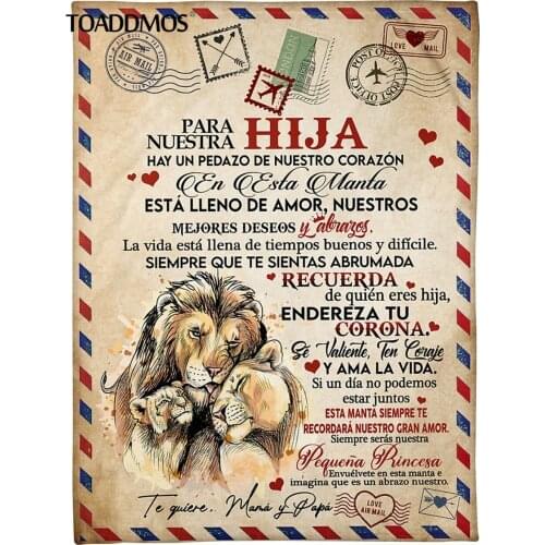 TOADDMOS Fleece Blanket Air Mail/Letter A mi Hijia Loving Gift for Daughter Comfort Home Bed Thin Quilt Sofa Nap Warm Blanket