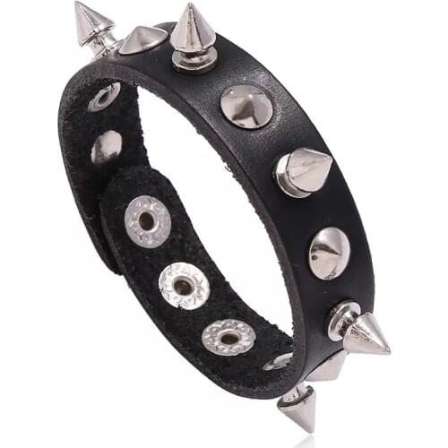 TOTABC Fashion Leather Bracelets Jewelry Wholesale Bracelet Metal Punk Bracelets Jewelry Gift Wristbands