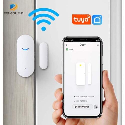 WiFi Door Sensor Detector Smart Wireless Window Sensor Real-time Alarm Compatible with Alexa Google Assistant