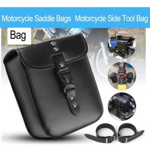 Universal Motorcycle Saddle Bags Pu Leather Side Tool Bag Luggage Black Motocross Saddlebag For Honda/Suzuki