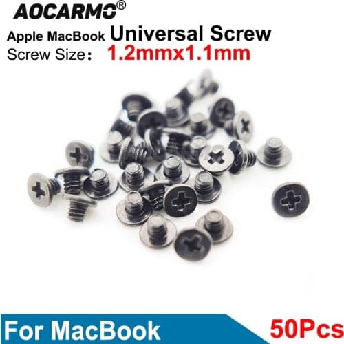 Aocarmo 50Pcs Screws Size 1.2mmx1.1mm For Apple MacBook Keyboard Bottom Universal Screw Bolt Replacement Parts