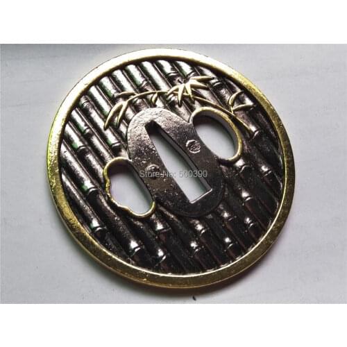 Alloy Guard Tsuba For Japanese Samurai Katana Sword Wakizashi Tanto W/ Bamboo Design