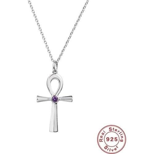 925 Sterling Silver Cross Pendant Neckalce For Women Zircon Fashion Charms Fine Silver Jewelry