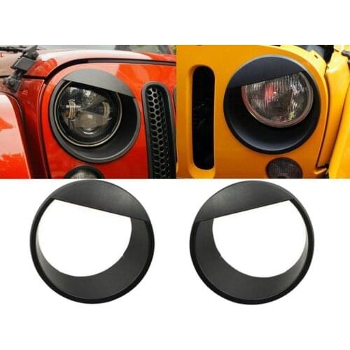 Chuang Qian 1 Set/Pair Black Bezels Front Light Headlight Angry Bird Style ABS Trim Cover For Jeep Wrangler JK 2007-2018