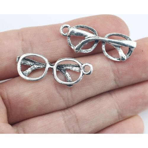10Pcs 12*32mm Antique Silver Color Glasses Charms Unique Necklace Keychain Vintage Pendant For DIY Jewelry Making Wholesale