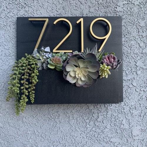 127mm Golden Floating Modern House Number Satin Brass Door Home Address Numbers for House Digital Outdoor Sign Plates 5 In. #B