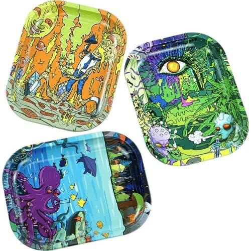 Metal Rolling Tray 180mm*141mm Tobacco Herb Rolling Tray For Girls Funny Pattern Cigarette Accessories Rolling Tray