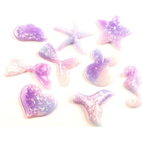 20Pcs Mixed Resin Purple Series Decoration Crafts Flatback Cabochon Kawaii DIY Embellishments For Scrapbooking Accessories