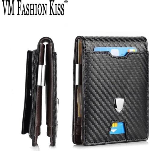 2020 Private Custom Lettering Rfid Carbon Fiber Men Magic Wallets Card Holder Money Bag Male Black Purse Thin Coins Mini Wallet