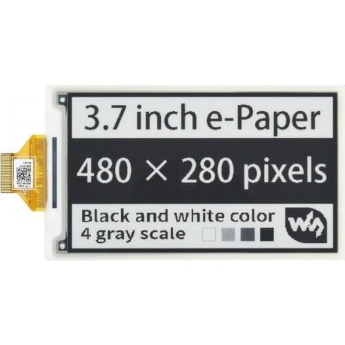 3.7inch E-Paper E-Ink Raw Display, 480×280 Pixels,Black/White, 4 Grey Scales,SPI Interface,Without PCB,Partial Refresh Support