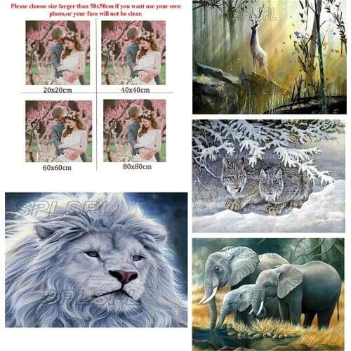 5D Diamond Painting Full Diamond Square Round Animal Diy Gift Beast In The Snow Home Decoration Cross Stitch Kit Mosaic