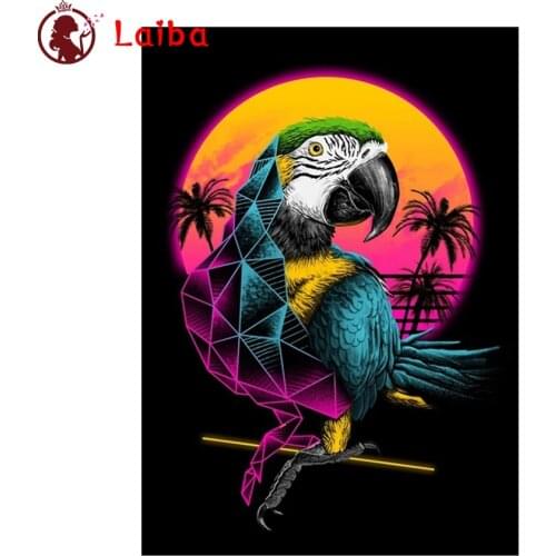 Diamond Mosaic Abstract animal art, parrot round drill Cross Stitch Diamond Embroidery Art Painting Full Square Decor For Home