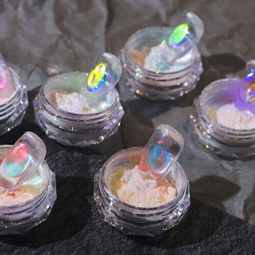 6color Ice Transparent Fashion Mirror Mermaid Powder Nail Chrome UV Gel Pigment Magic Dust Powder Laser Nail Art Decorations