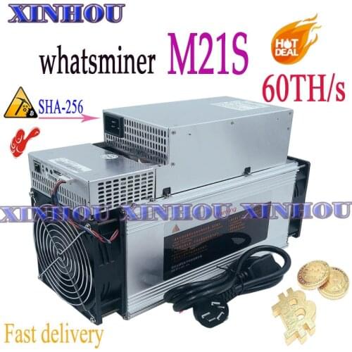 BTC BCH Miner WhatsMiner M21S 60T With PSU Asic miner better than M3 M20s Antminer S9 S9K S9j T9+ S17 T17 S15 T15 S11 T2T T3