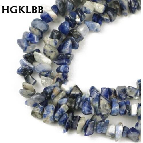HGKLBB Irregular Natural Blue Sodalite Freeform Gravel stone beads 87cm Chips beads for Jewelry making bracelet Diy Accessories