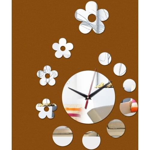 Hot new home decoration Living Room Quartz Geometric Needle 3d acrylic mirror wall clock clocks diy watch