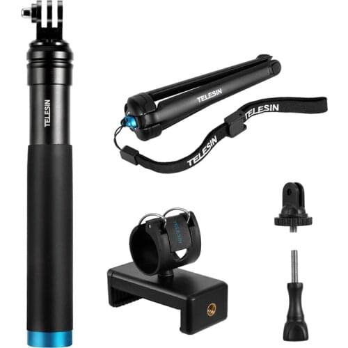 6 in 1 Extendable Aluminum Alloy Selfie Stick Monopod+Tripod Mount Phone Holder for Xiaomi Yi DJI Osmo Action Camera Accessory