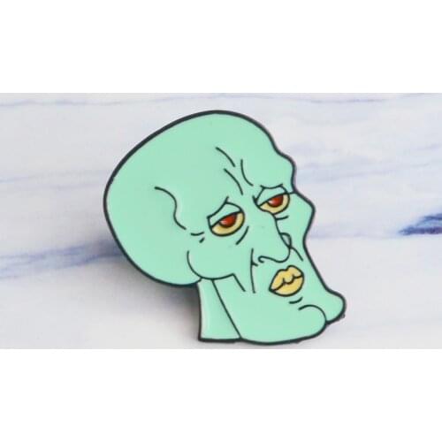 Personality Cartoon Green Cyan Squid Skull Brooch Pins Enamel Lapel Pin Backpack Costume Clothing Accessories Decorate Broche