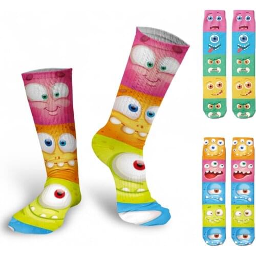 Funny Expression Printed Long Socks for Women Thigh High Fashion Cute Cotton Socks Harajuku Compression Christmas Warm Socks