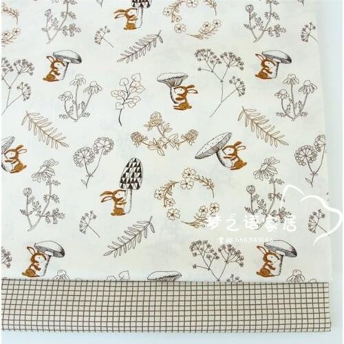 Brown Rabbit Grid DIY Patchwork Quilting Fat Quarters Tissus Sewing Handmad Tissus Baby Dress Tecido Tilda 100% Cotton Fabric