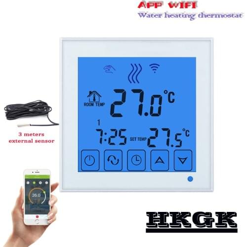 Mobile sensor NO,NC water floor heating wifi thermostatic radiator valve for White background light